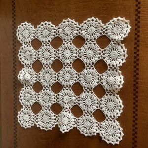 Handmade Crocheted 14” Square Doily